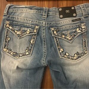 Miss Me Light Blue Boot Cut Jeans with Embroidered Pockets